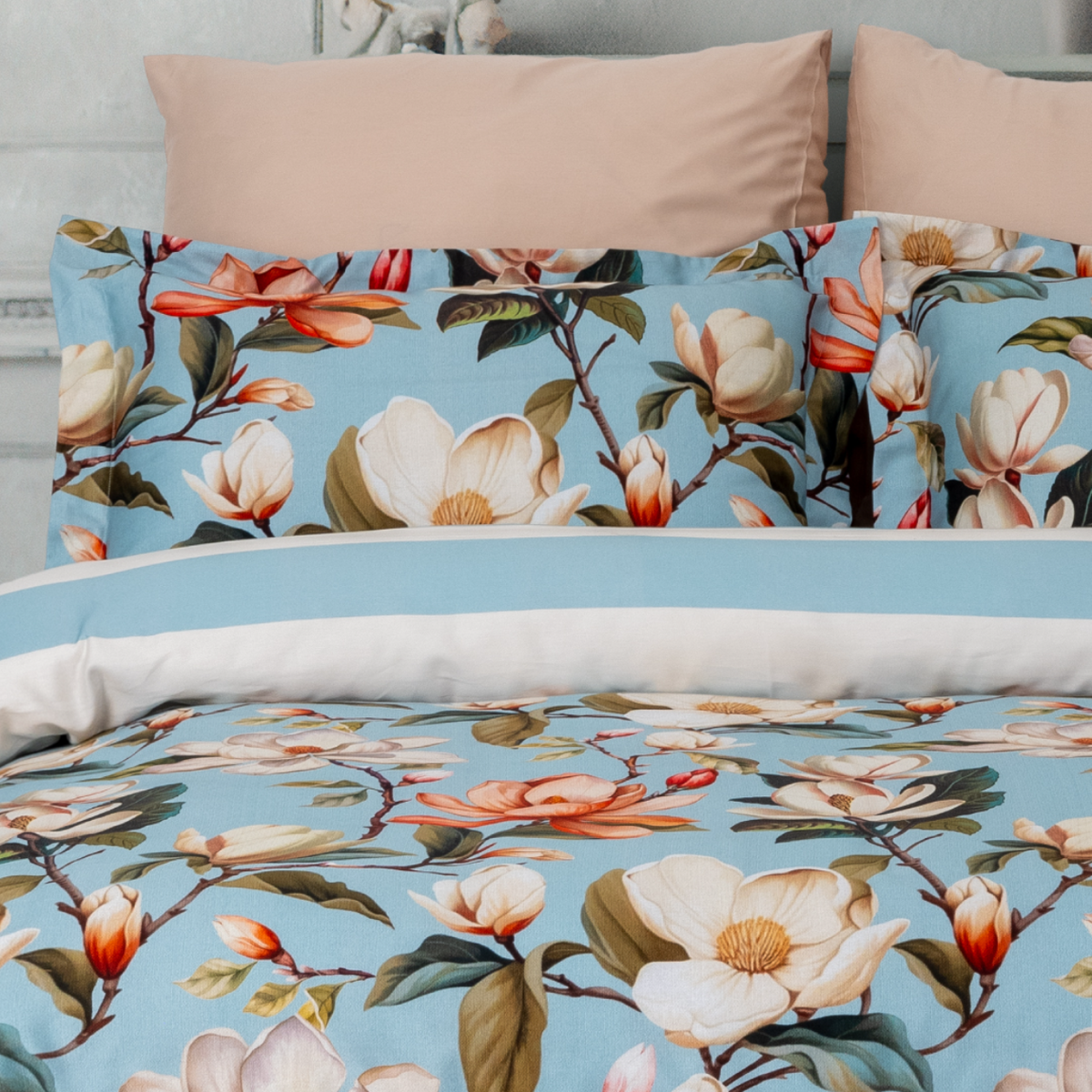 Комплект постільної білизни Prima Casa Digital Satin 200 х 220 см Magnolya Blue