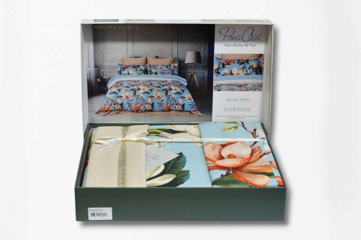Комплект постільної білизни Prima Casa Digital Satin 200 х 220 см Magnolya Blue