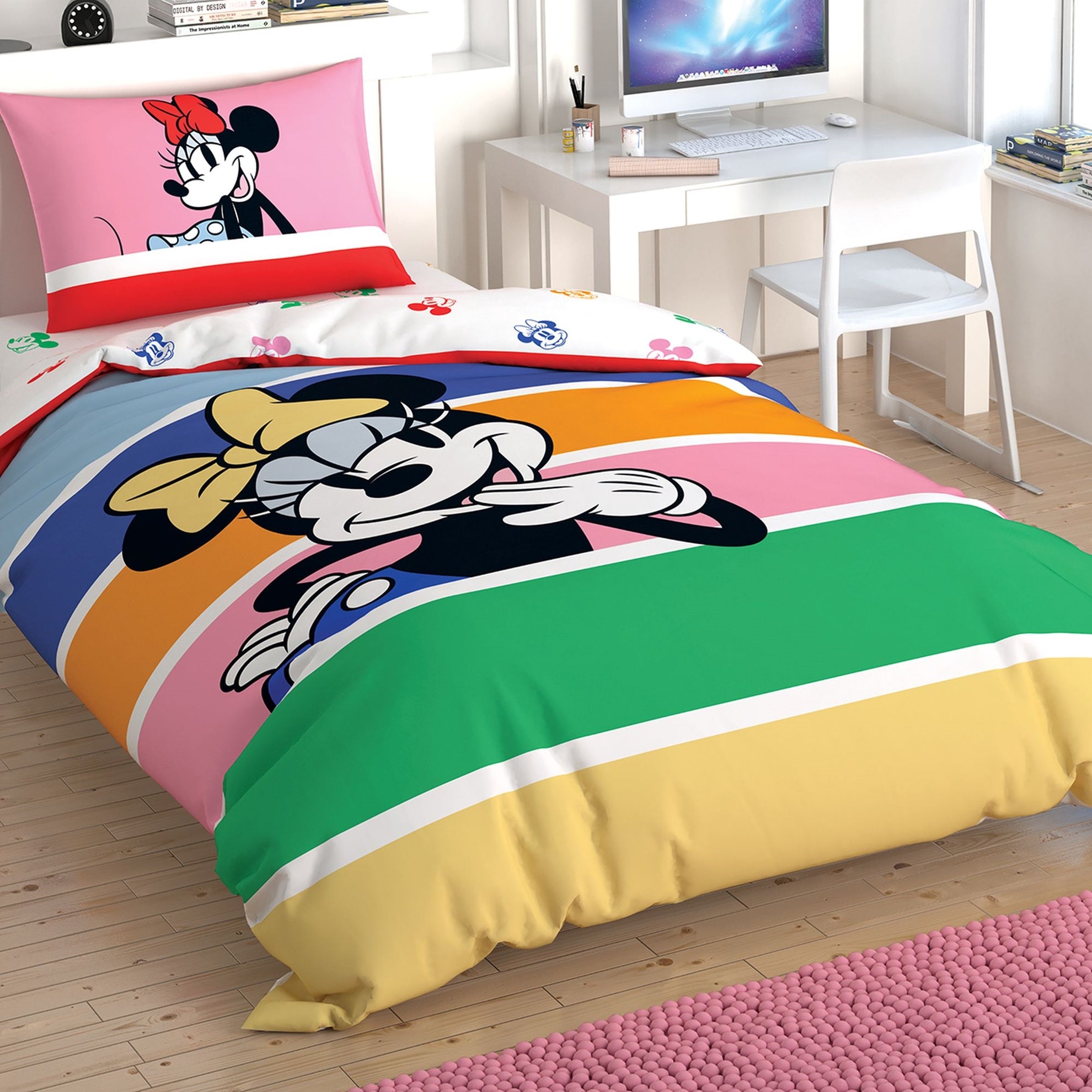 Постільна білизна TAC Disney 160x220 см Minnie Mouse Rainbow