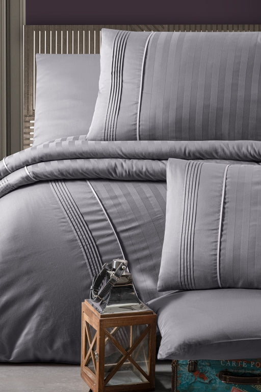 Комплект постільної білизни First Choice Deluxe Satin DARK 200х220 Modalife Quicksilver