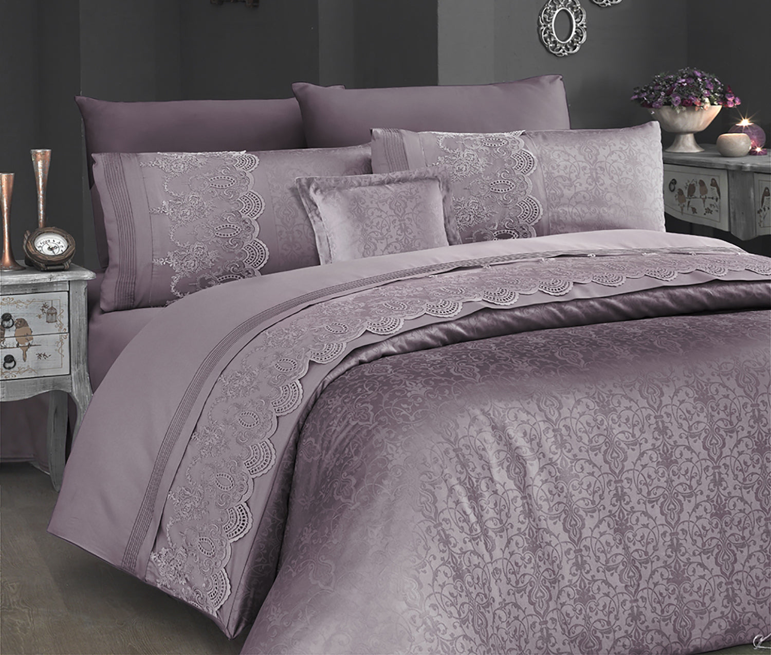 Постільна білизна First Choice V.I.P Satin Moonlight 200 х 220 см Hillary Lilaс