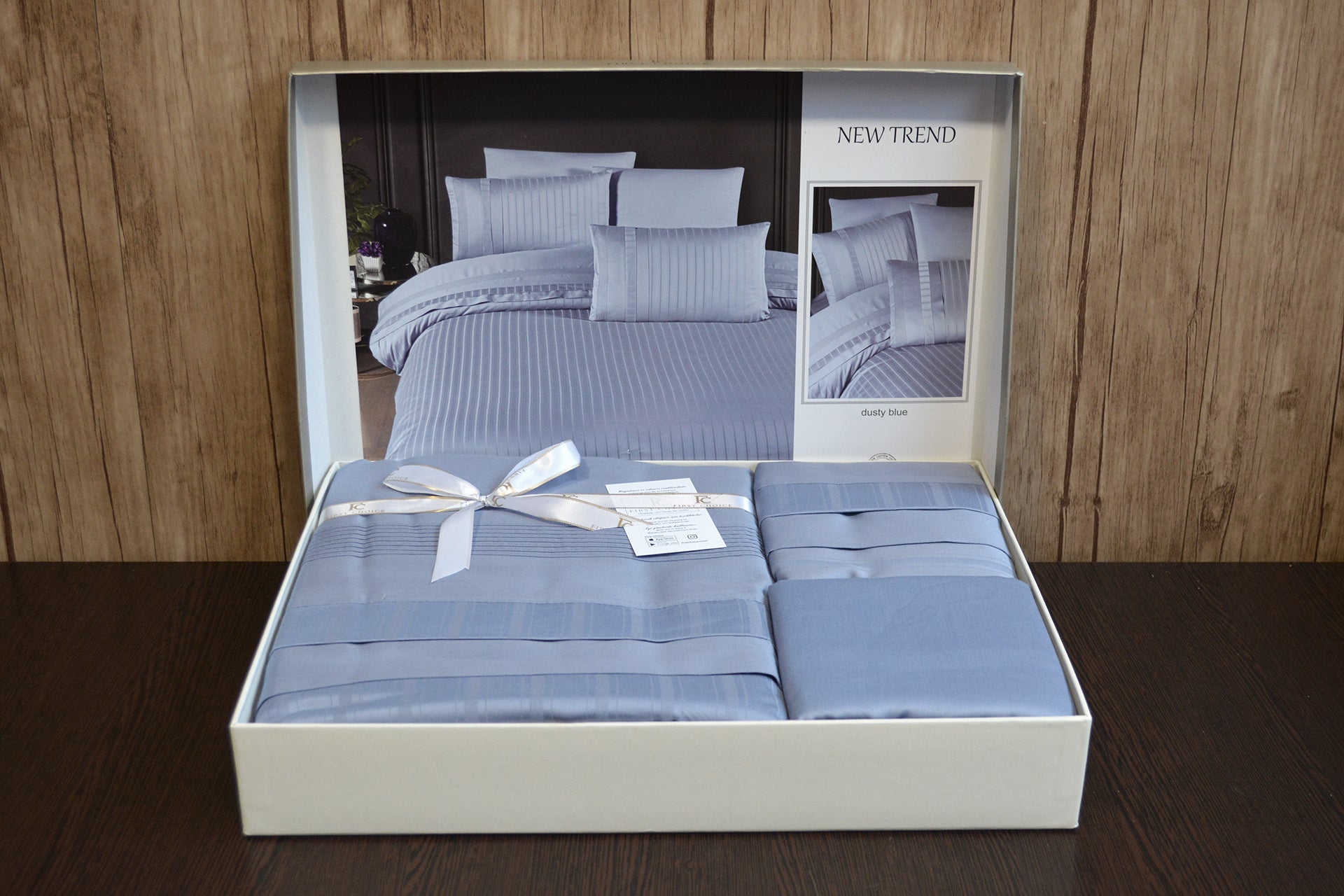 Комплект постільної білизни First Choice Deluxe Satin 200х220 New Treand Dusty Blue