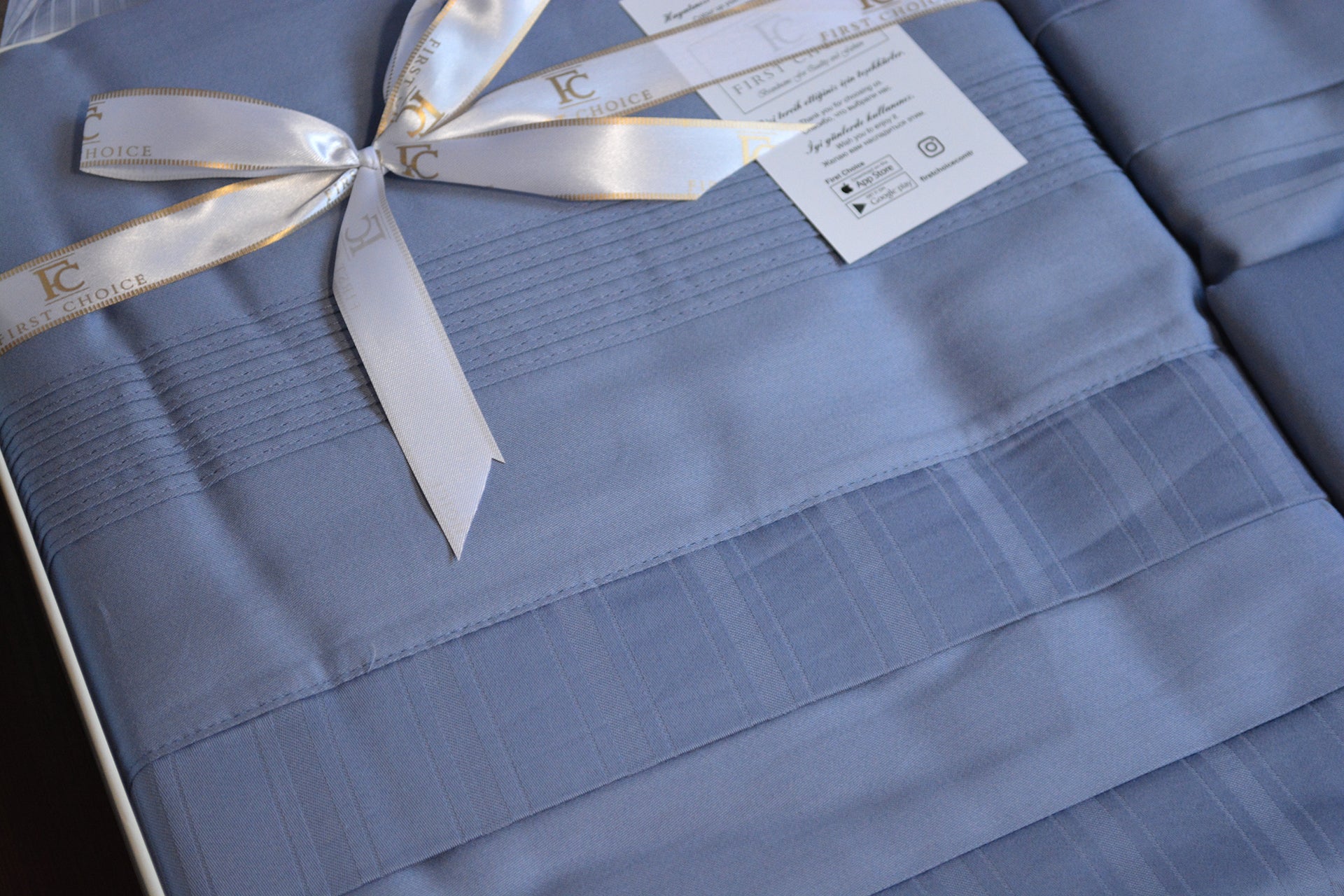 Комплект постільної білизни First Choice Deluxe Satin 200х220 New Treand Dusty Blue