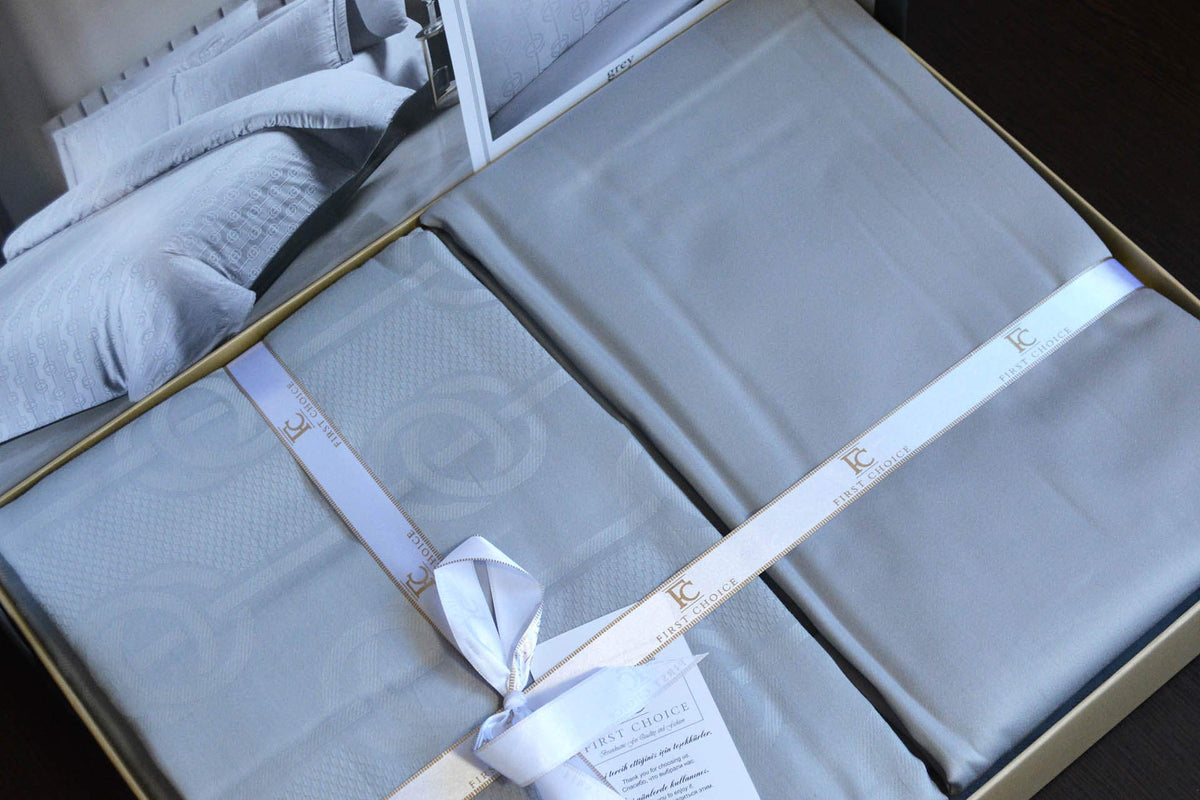 Постільна білизна First Choice Jacquard Satin 200 х 220 см Norel Grey