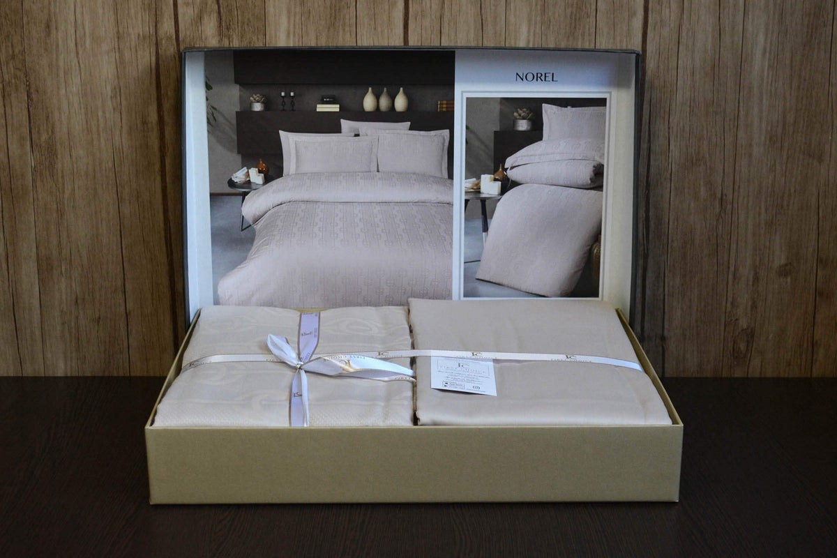 Постільна білизна First Choice Jacquard Satin 200 х 220 см Norel Latte