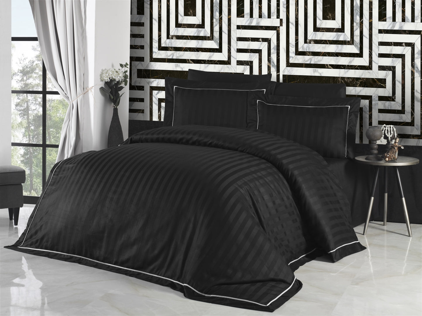 Постільна білизна First Choice Deluxe Satin DARK 160 х 220 см Novel Line Black