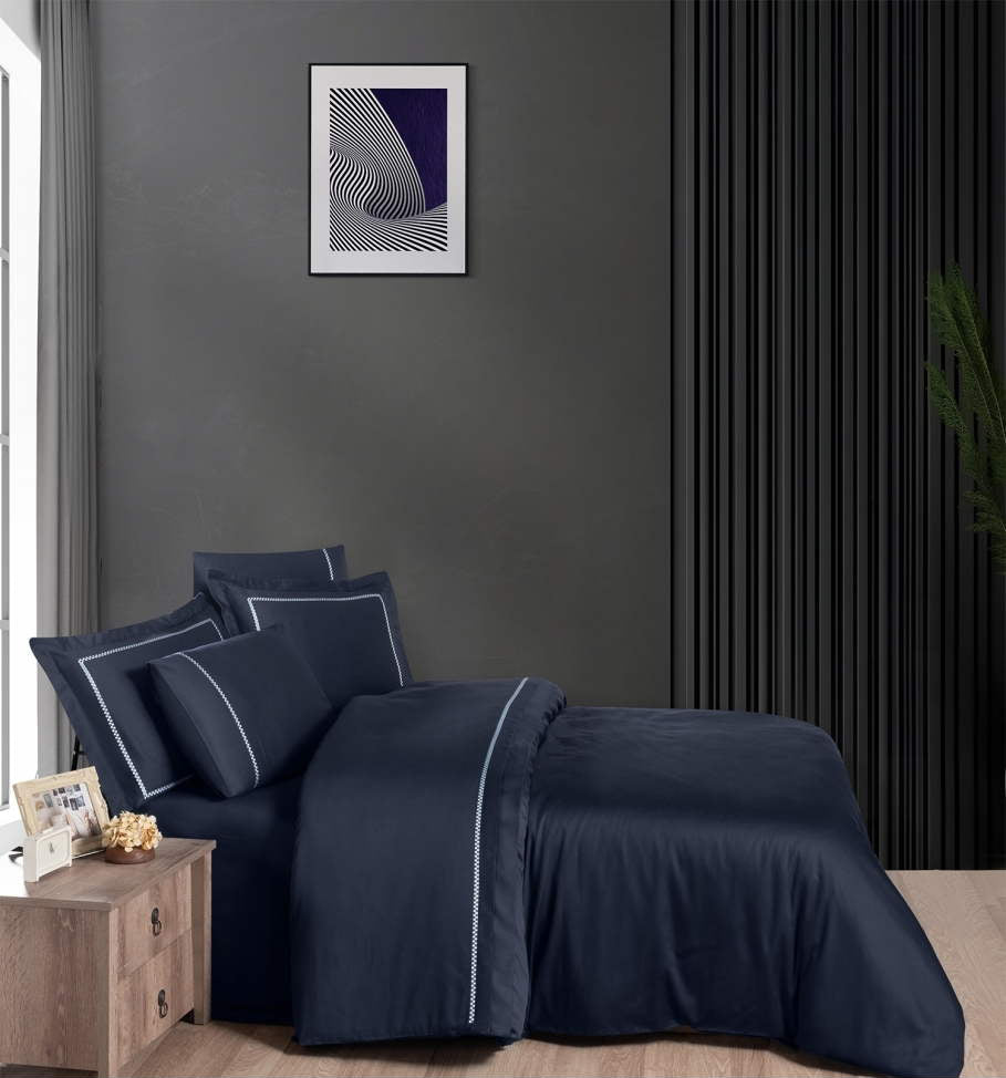 Постільна білизна First Choice V.I.P Satin Moonlight 200 х 220 см Pierre Navy Blue