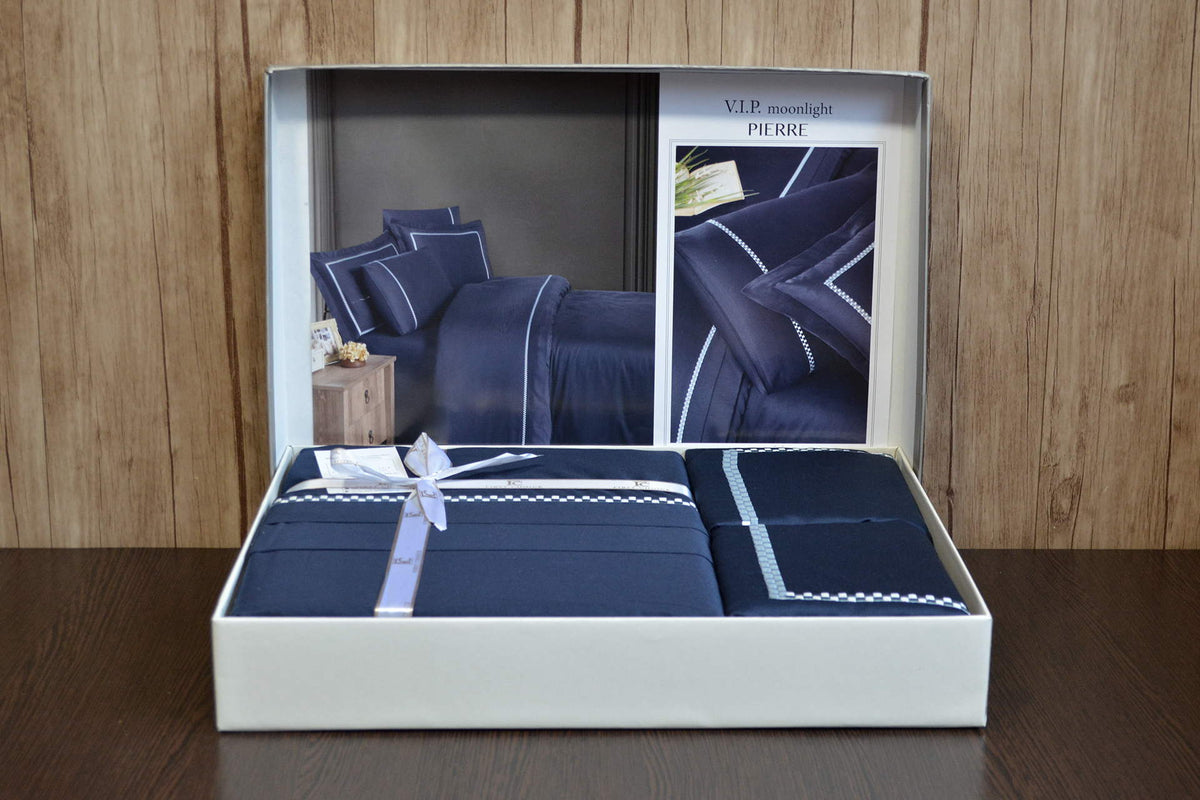 Постільна білизна First Choice V.I.P Satin Moonlight 200 х 220 см Pierre Navy Blue