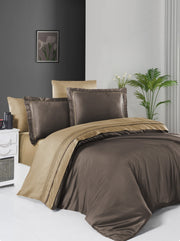 Постільна білизна First Choice Deluxe Satin 200 х 220 см Serenity Brown Caramel