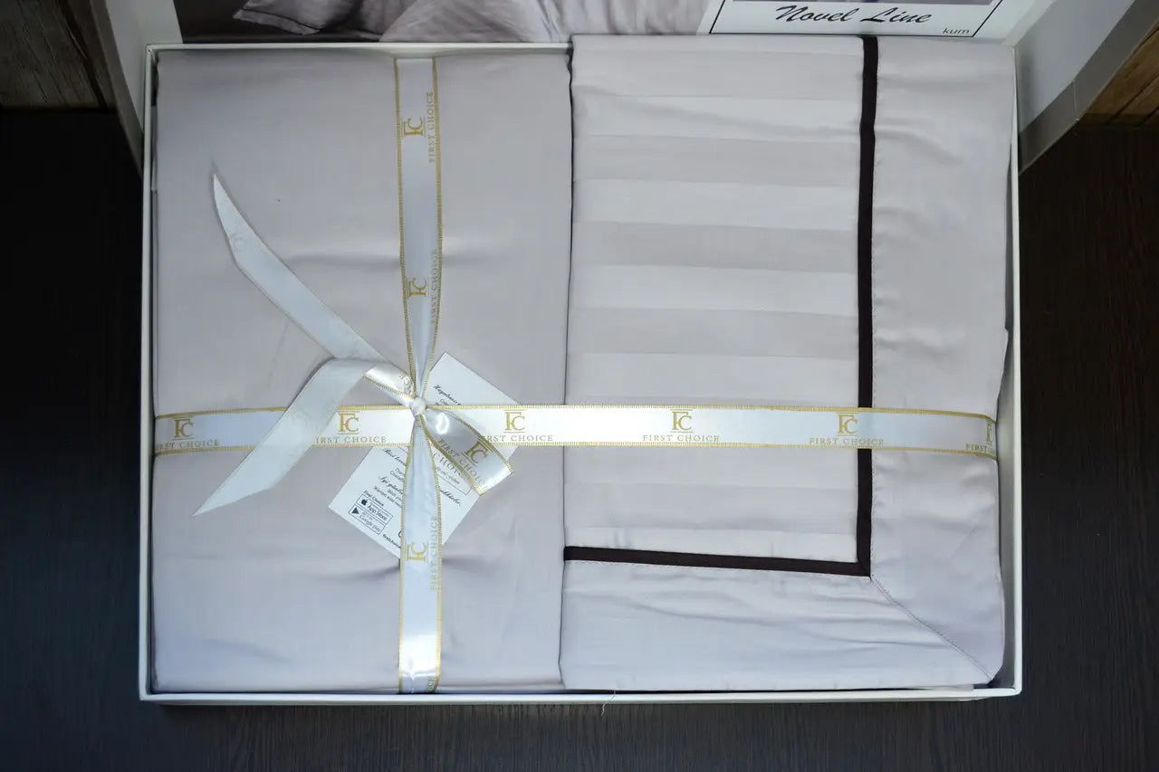 Комплект постільної білизни First Choice Deluxe Satin 200х220 Nove Line Sand