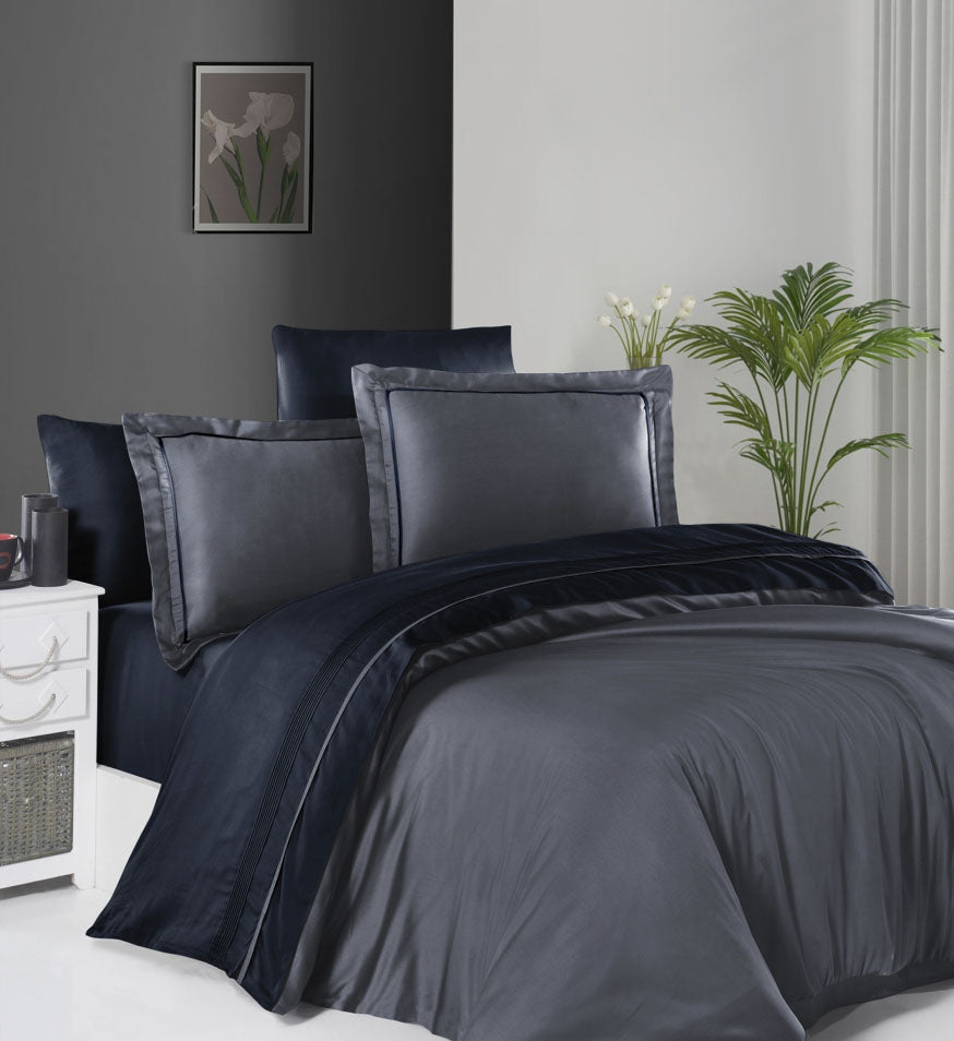 Постільна білизна First Choice Deluxe Satin DARK 200 х 220 см Serenity Dark Grey-Navy Blue