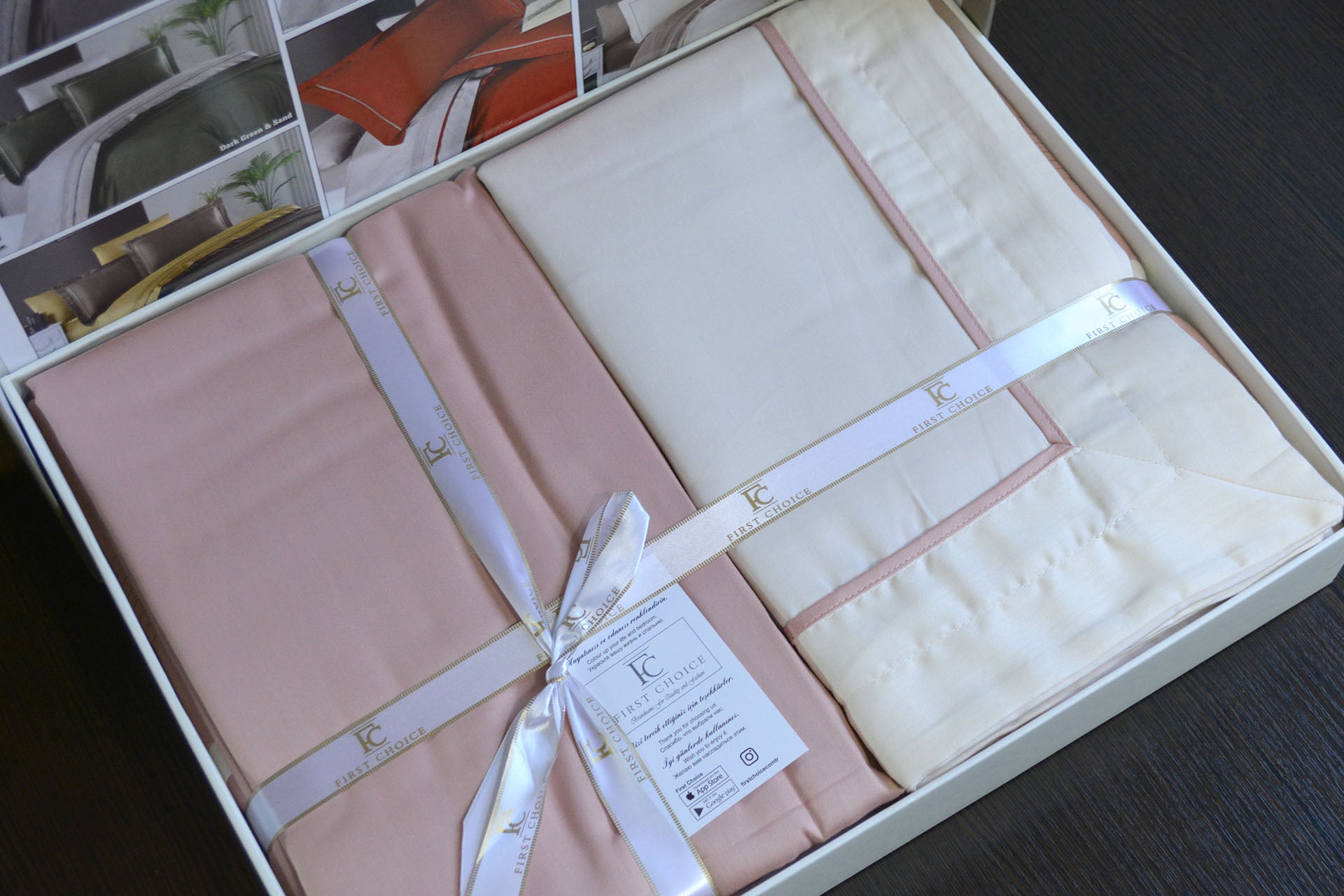 Комплект постільної білизни First Choice Deluxe Satin 200х220 Serenity Ivory Powder