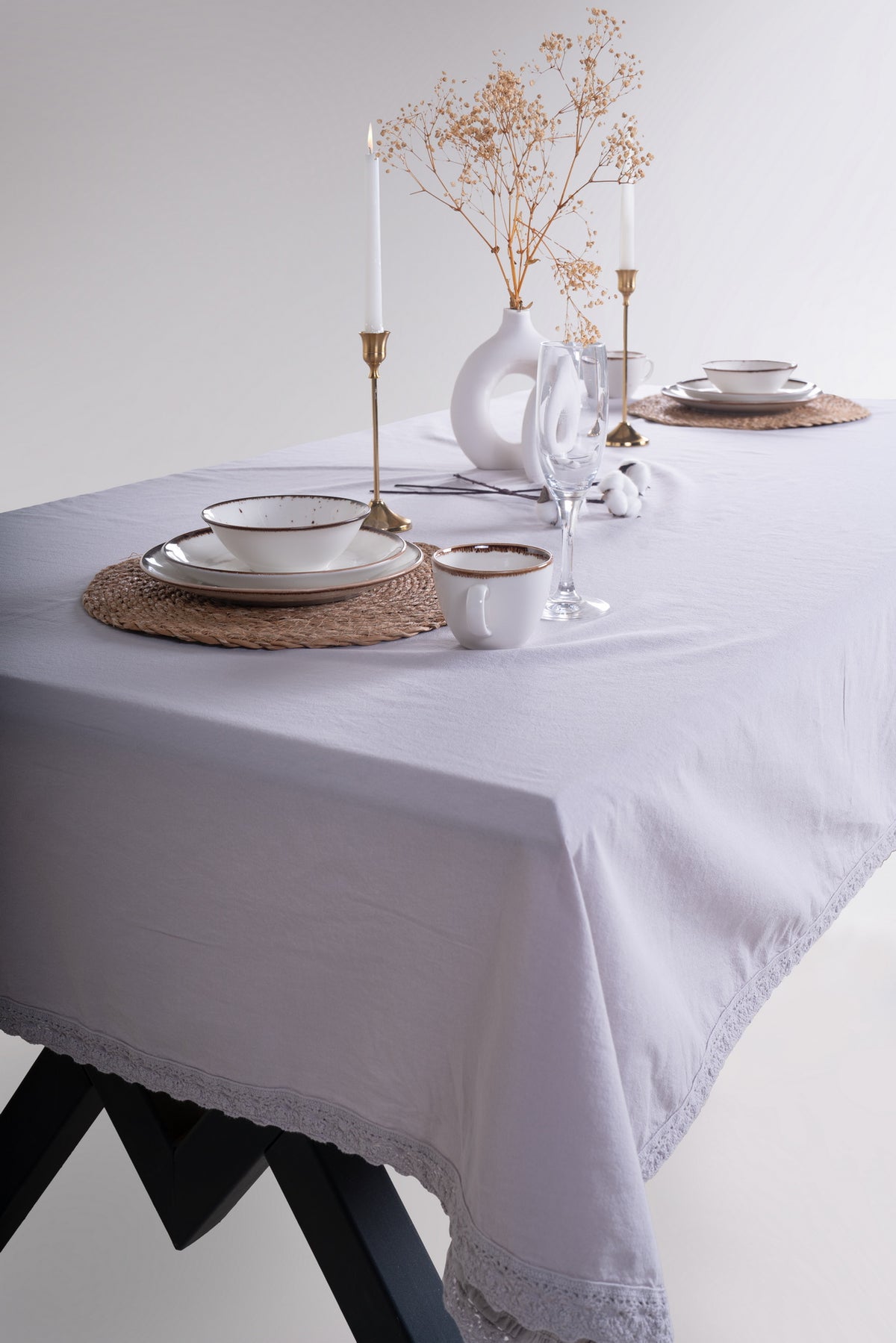 Скатертина з вареної бавовни Limasso French 160×220 см. Opal Grey
