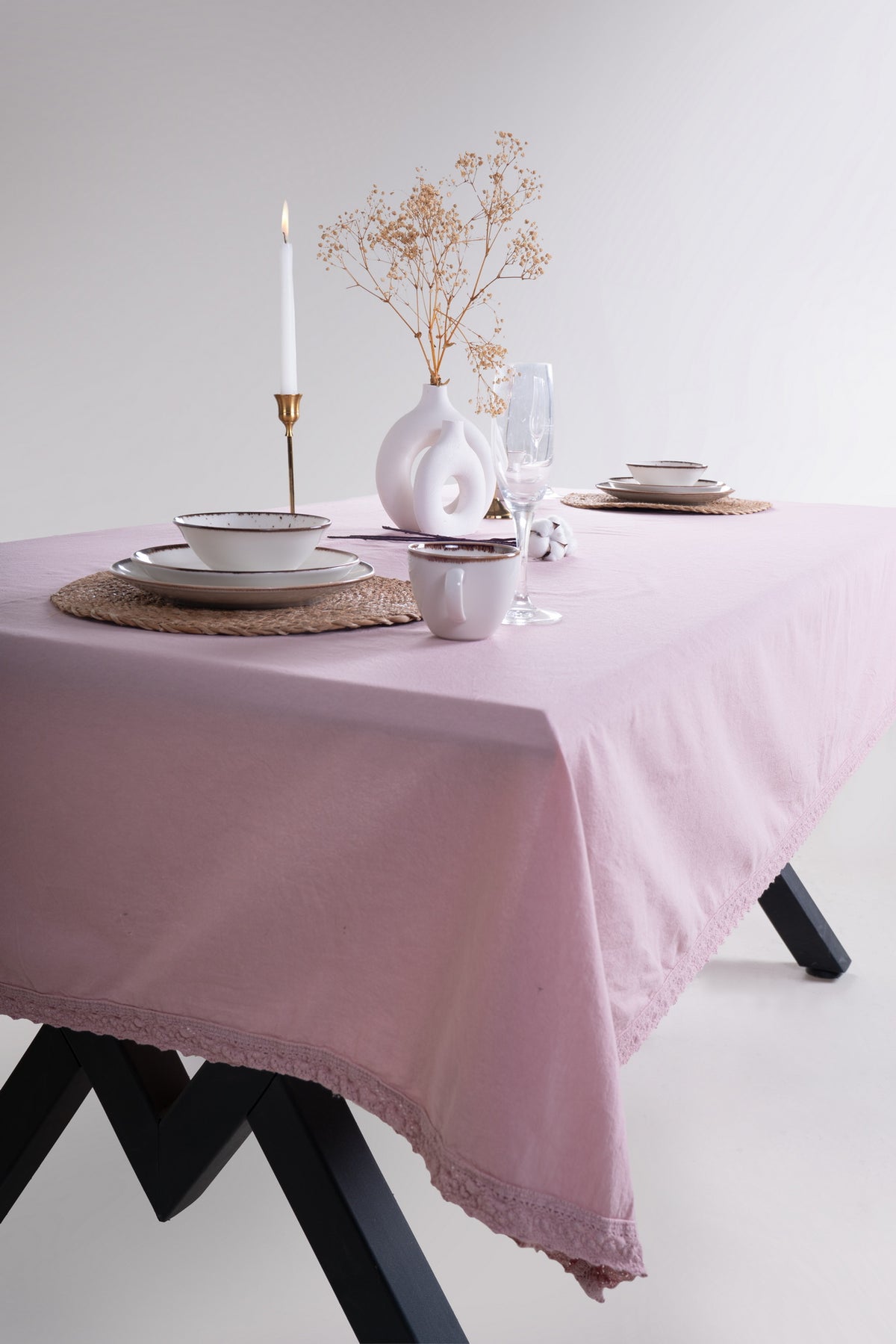Скатертина з вареної бавовни Limasso French 160×220 см. Pale Mavue