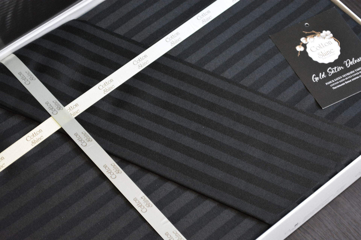 Постільна білизна Cotton Shine Stripe Satin 200х220 Siyah