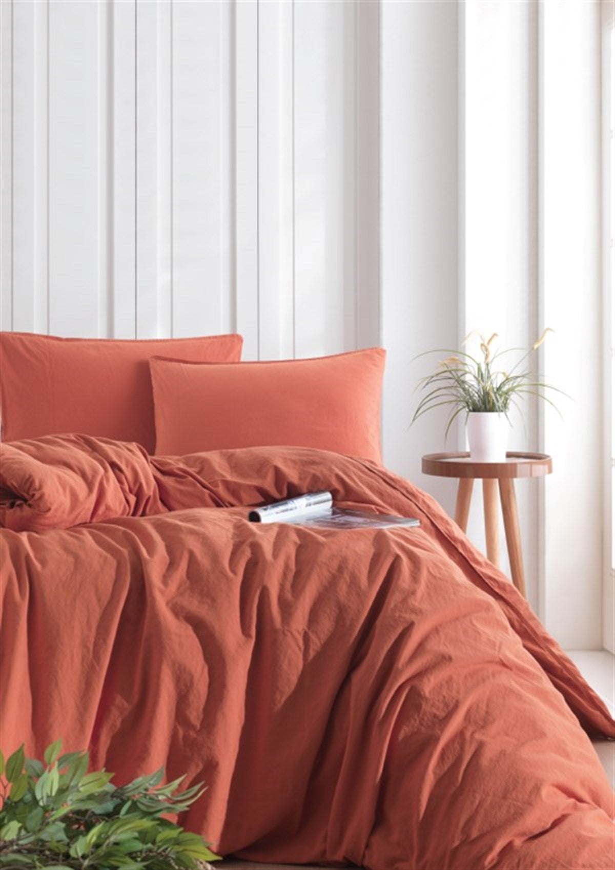 Постільна білизна Limasso Stonewashed Ranforse 160 х 220 см Mecca Orange