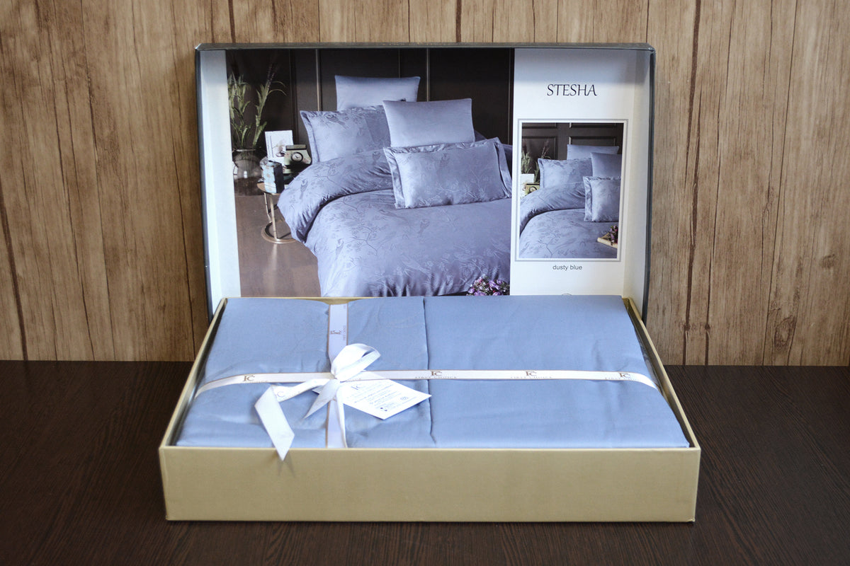 Постільна білизна First Choice Jacquard Satin 200 х 220 см Stesha Dusty Blue