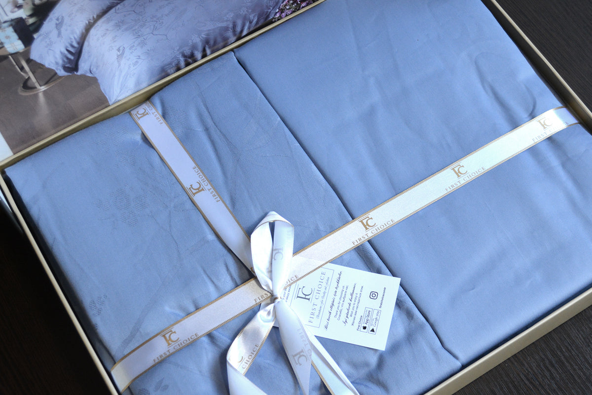 Постільна білизна First Choice Jacquard Satin 200 х 220 см Stesha Dusty Blue