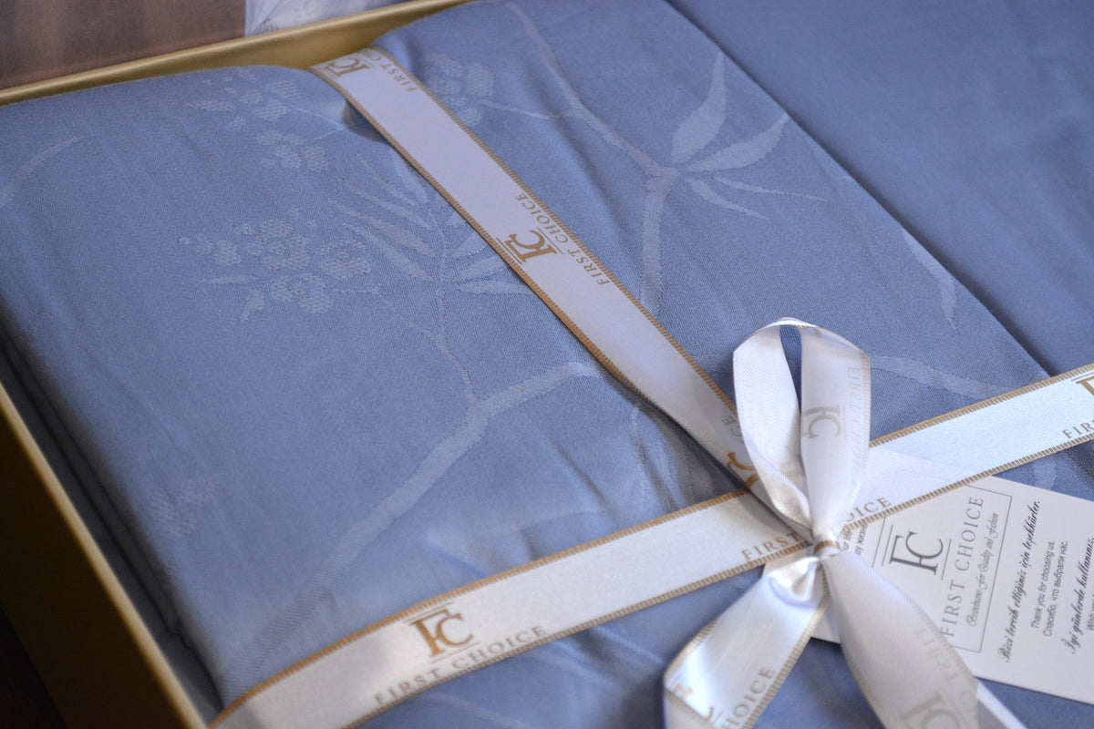 Постільна білизна First Choice Jacquard Satin 200 х 220 см Stesha Dusty Blue