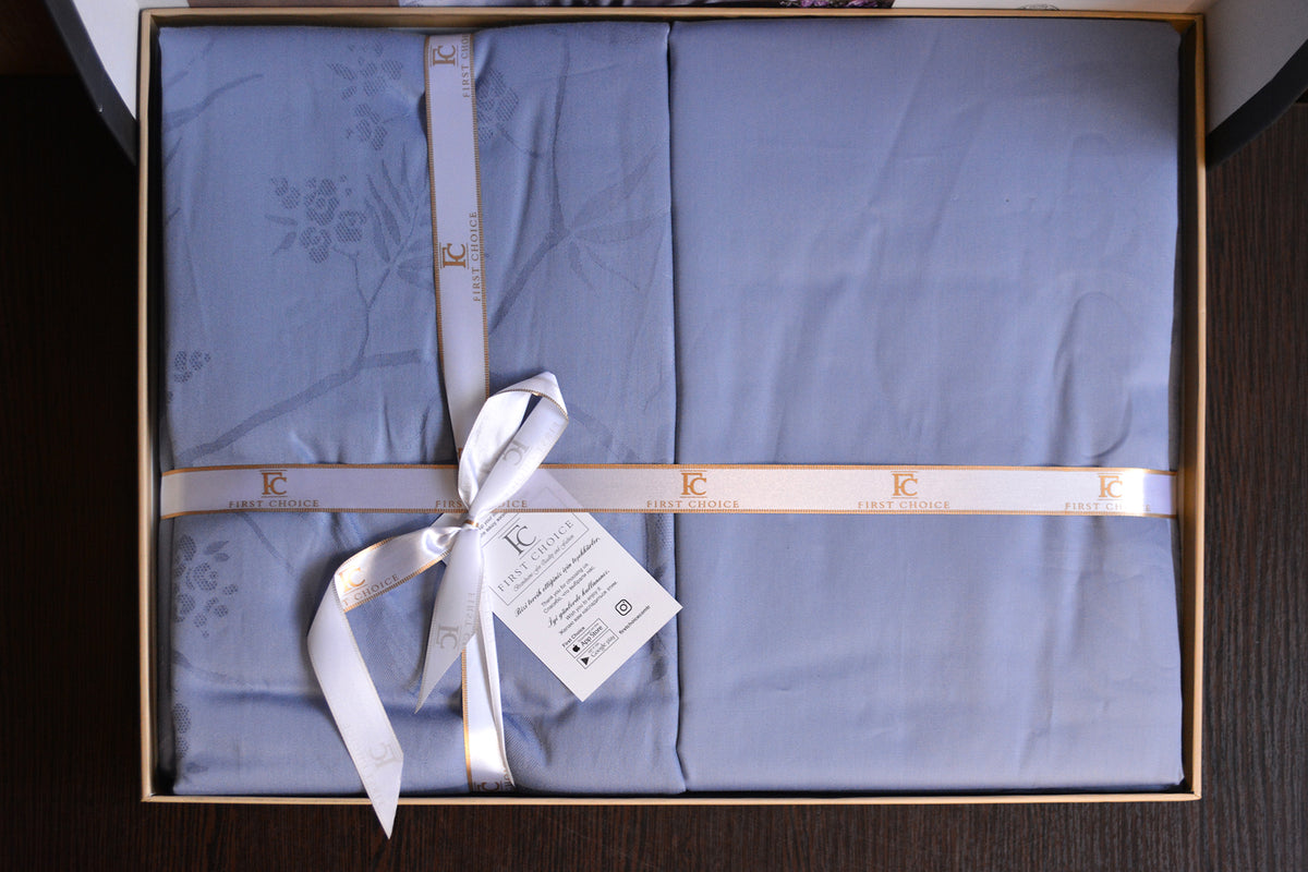Постільна білизна First Choice Jacquard Satin 200 х 220 см Stesha Dusty Blue