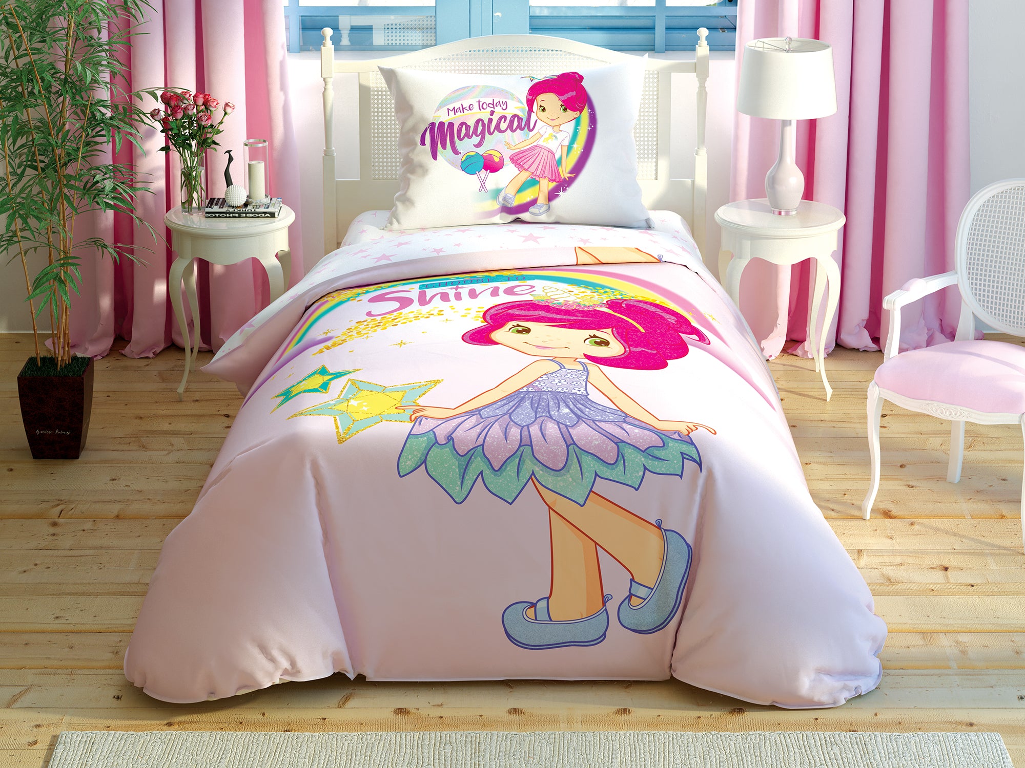 Постільна білизна TAC Disney 160x220 см Strawberry Shortcake Shine