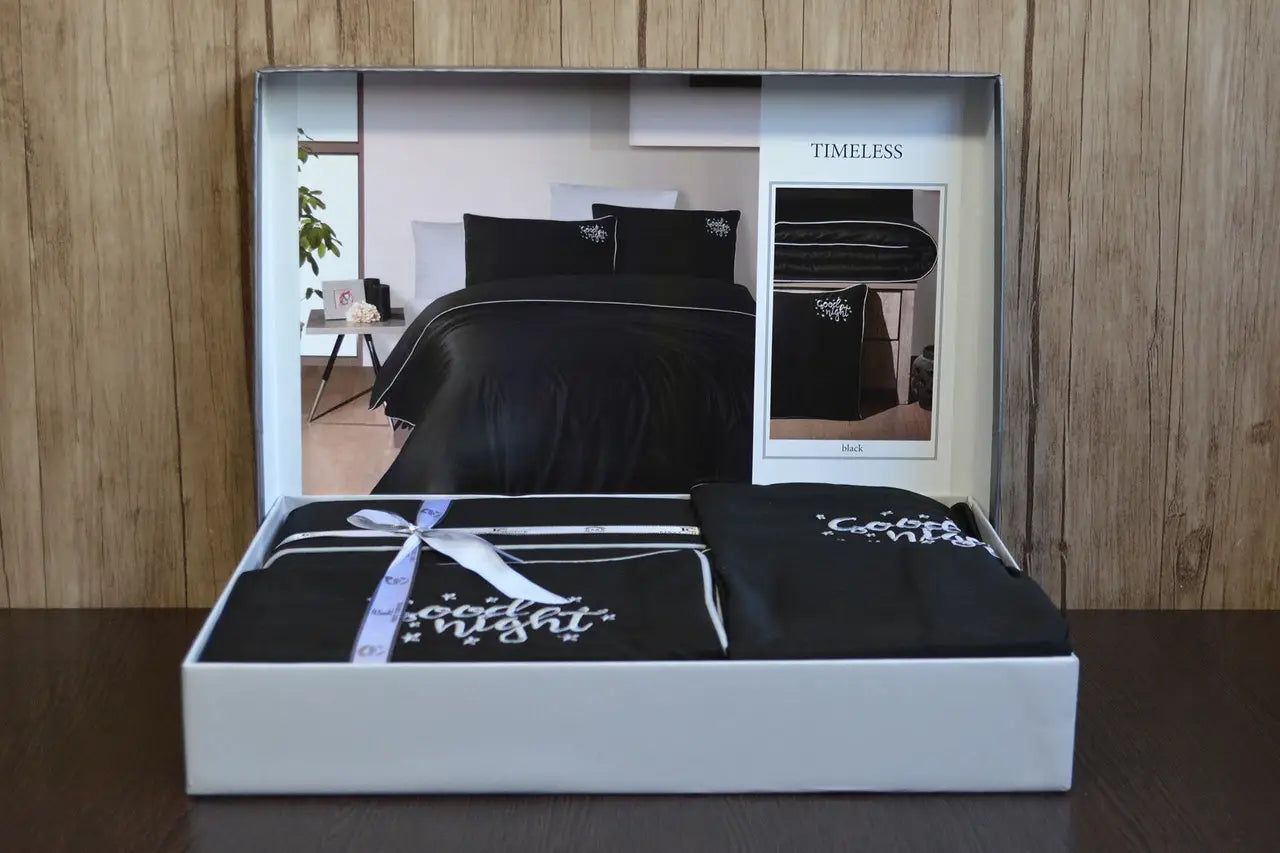 Комплект постільної білизни First Choice Deluxe Satin DARK 200х220 Timeless Black