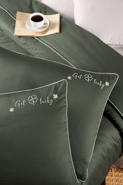 Комплект постільної білизни First Choice Deluxe Satin DARK 200х220 Timeless Dark Green