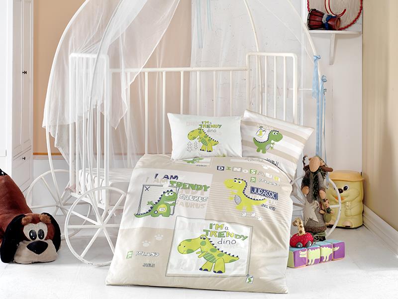 Комплект постільної білизни для новонароджених Clasy Baby Ranforce 100х150 Troodon