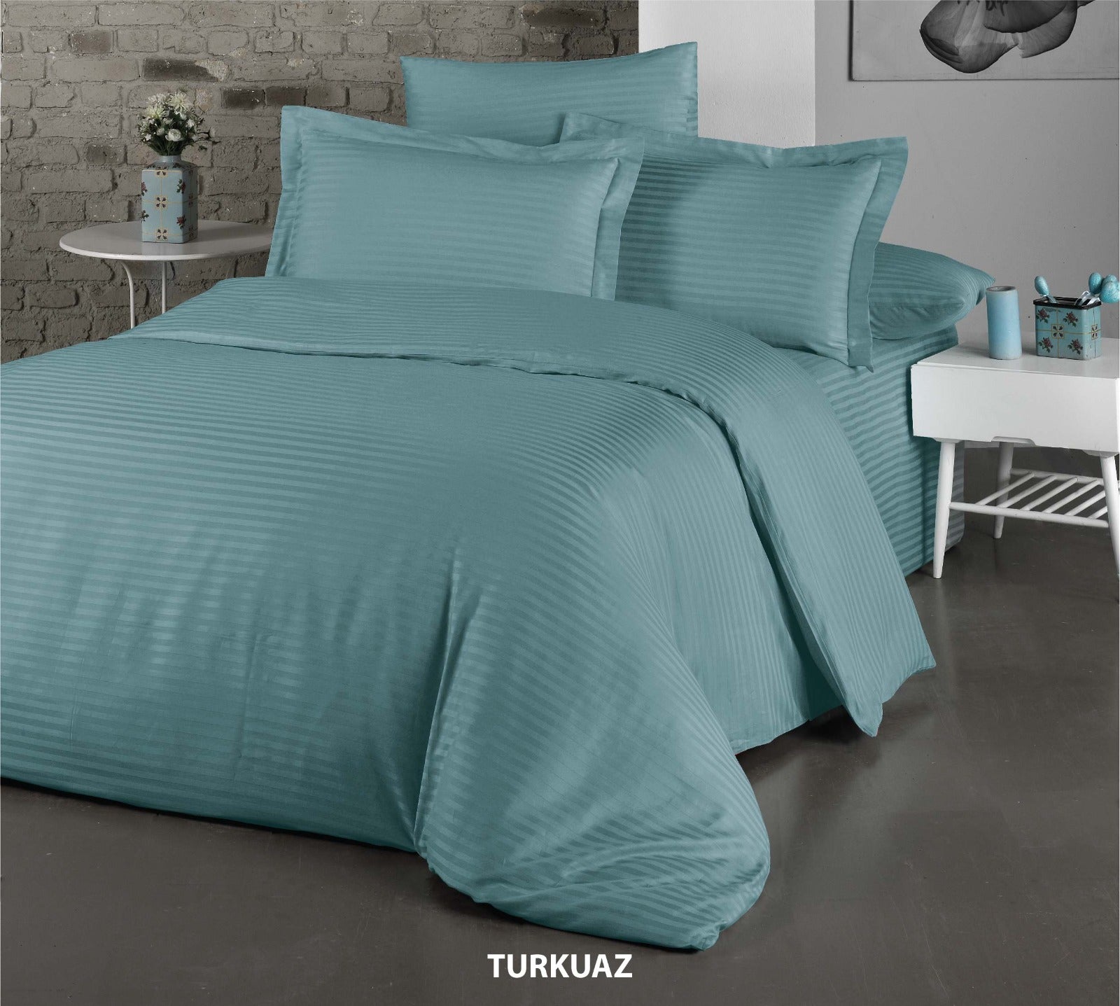 Постільна білизна Cotton Shine Stripe Satin 160х220 сімейний Turkuaz
