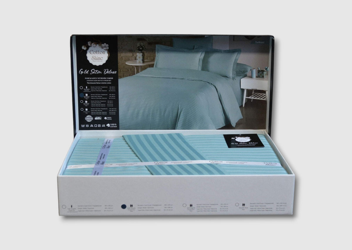 Постільна білизна Cotton Shine Stripe Satin 200х220 Turkuaz