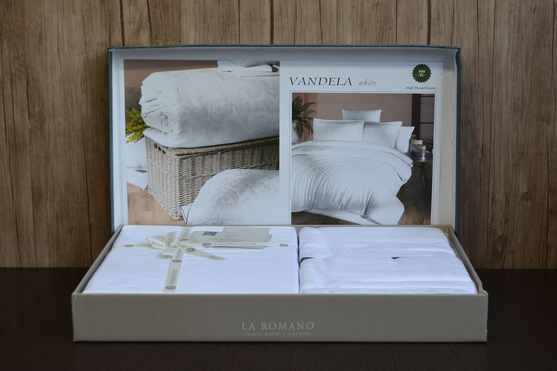 Постільна білизна La Romano Premium Satin 160×220 см сімейна Vandela White