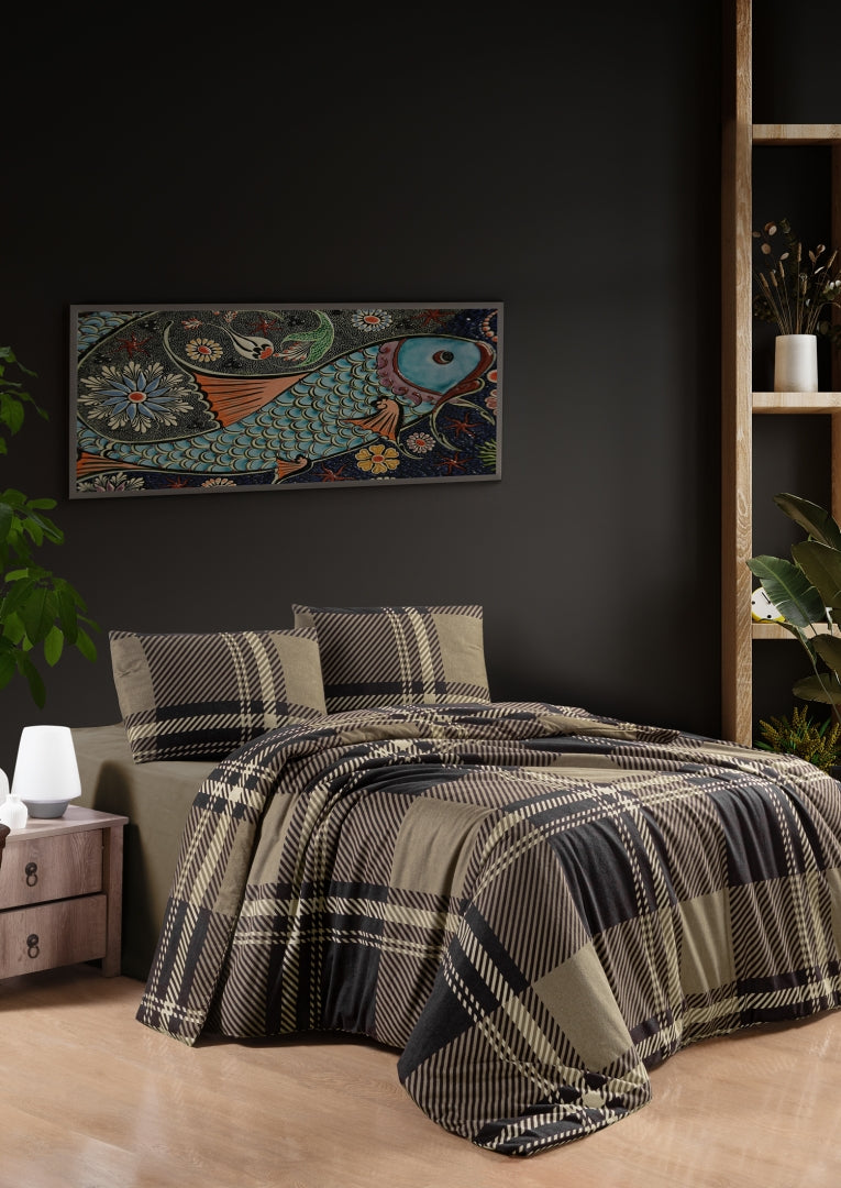 Комплект постільної білизни First Choice Flanel 200x220 см Veldor Brown