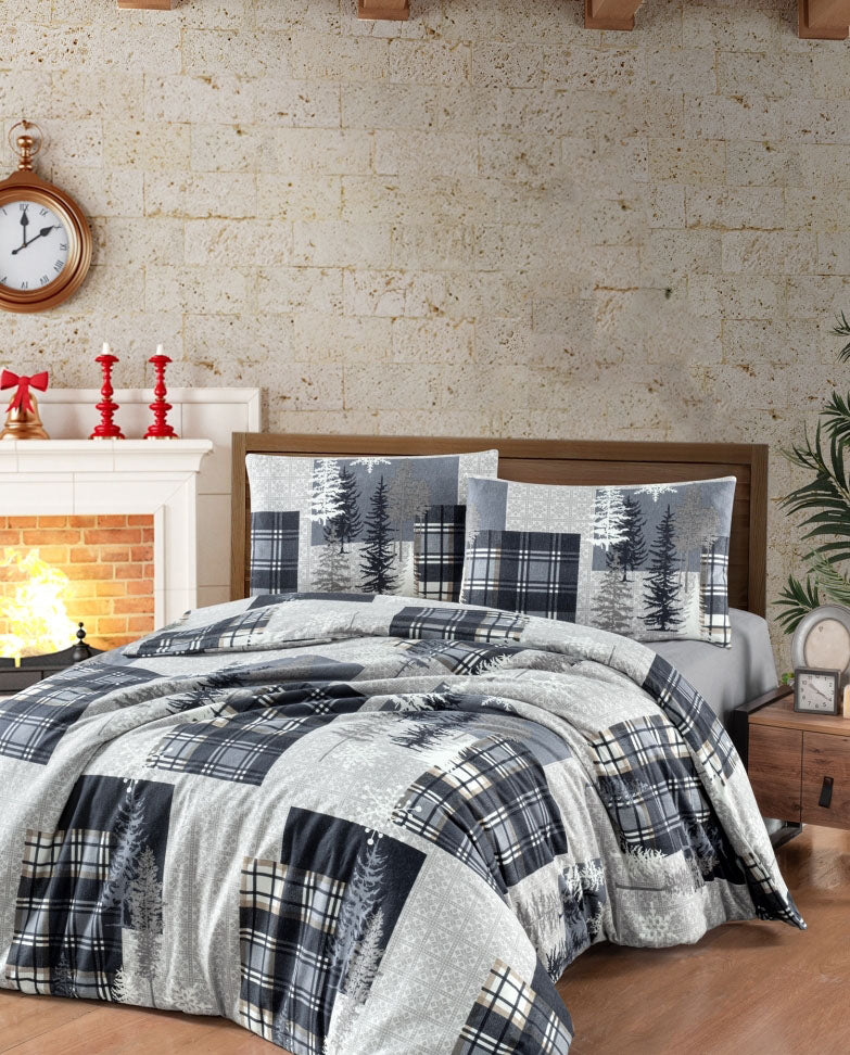 Комплект постільної білизни First Choice Flanel 200x220 см Winter Grey