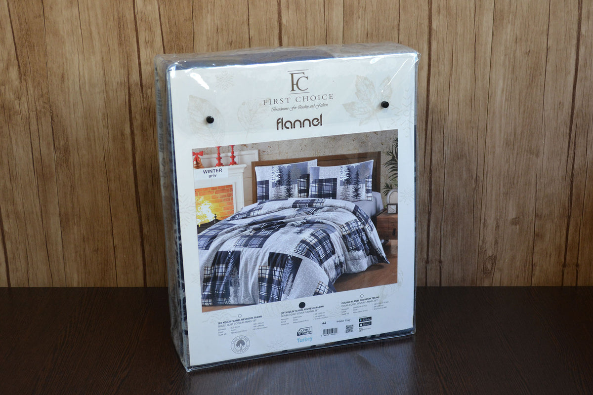 Комплект постільної білизни First Choice Flanel 200x220 см Winter Grey
