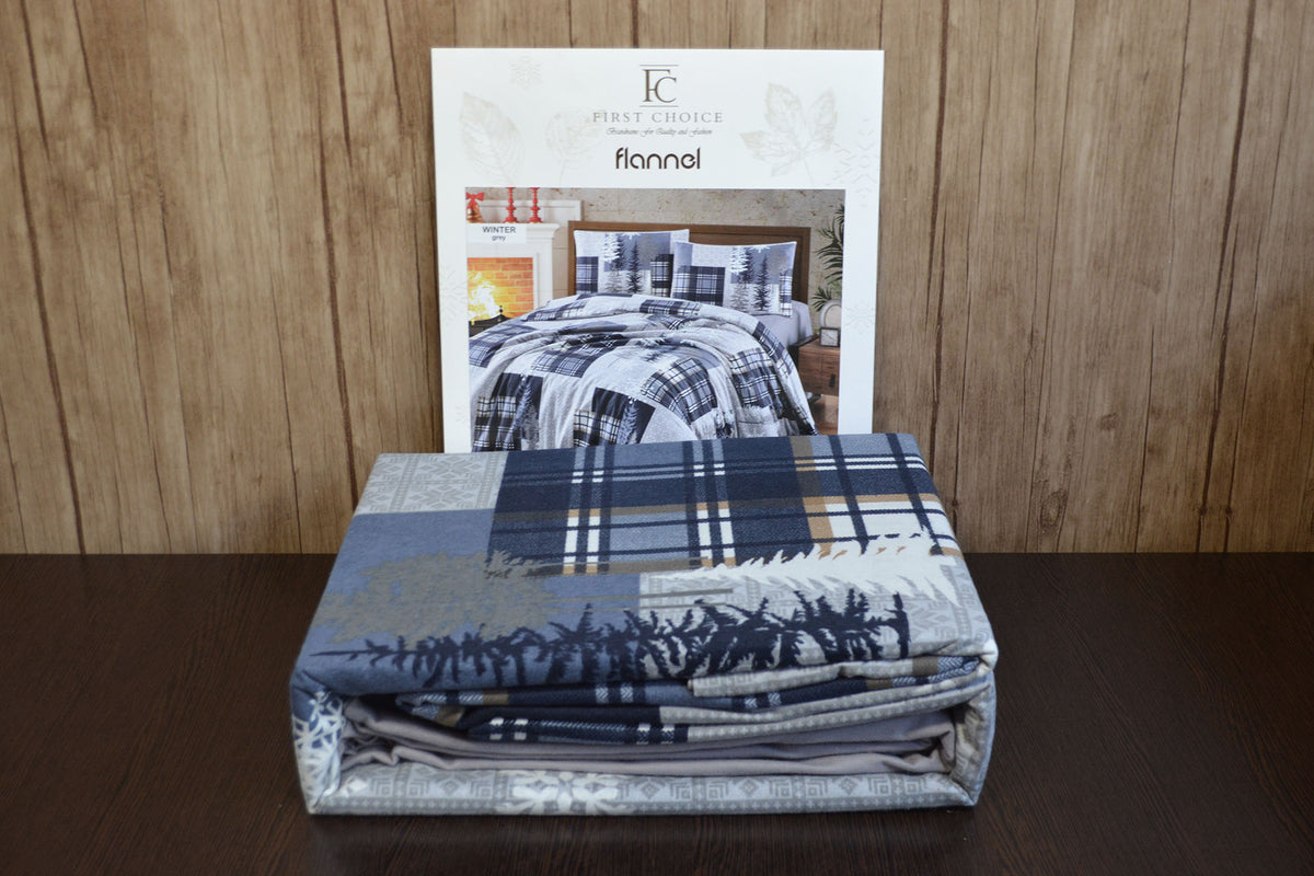 Комплект постільної білизни First Choice Flanel 200x220 см Winter Grey
