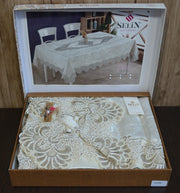Велюрова скатертина Selin Yesim 160x350 см - Кремовий